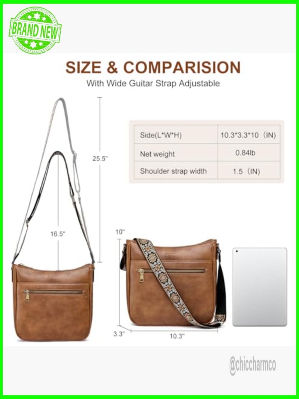 Vegan Leather Crossbody Bag Adjustable Strap Hobo Purse Daily Use - Picture 5 of 7